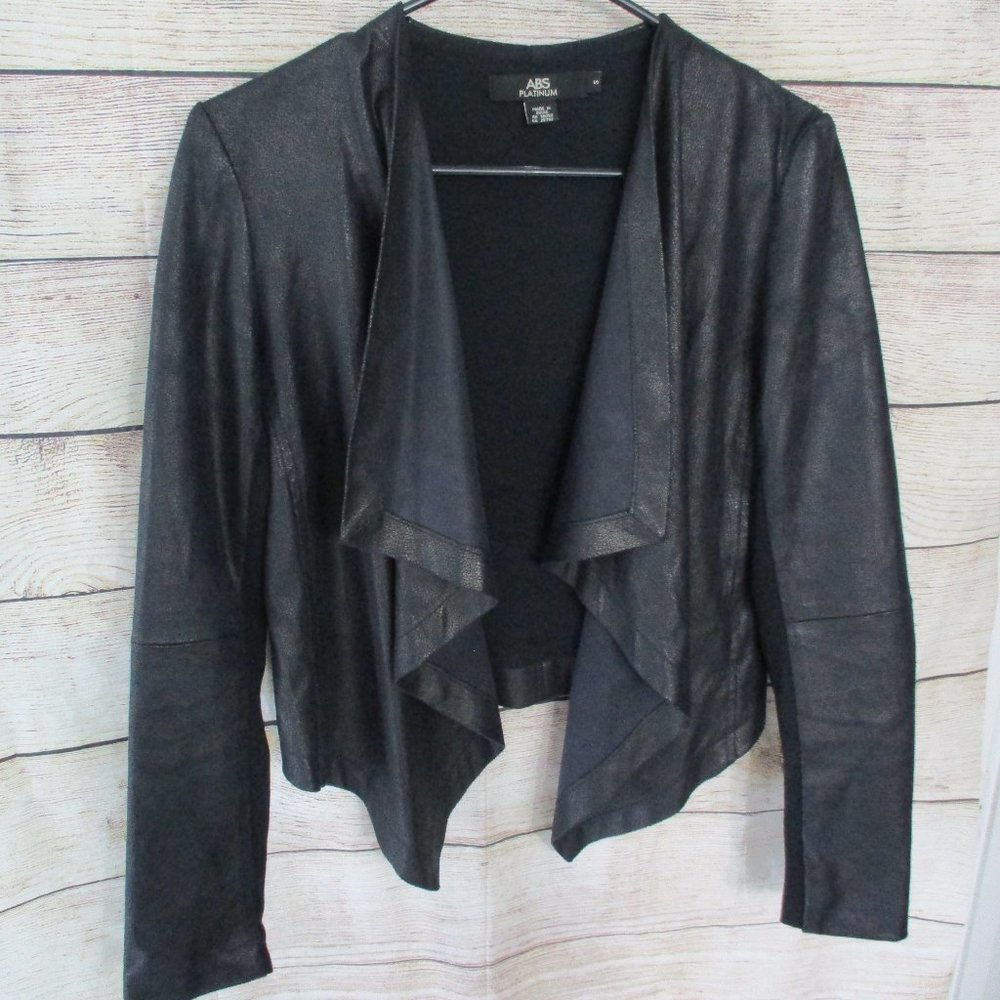 ABS Platinum Faux Leather Drape Jacket Small